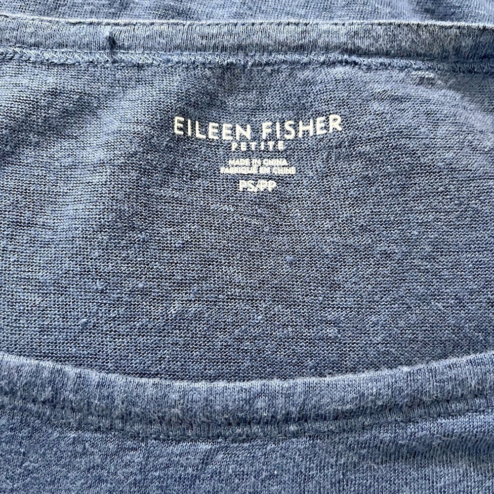 Eileen Fisher Organic Linen Tunic Top Women's M Blue Boat Neck‎ Lagenlook - Picture 6 of 6
